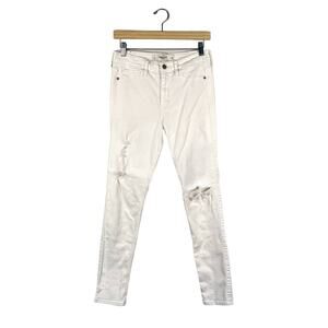 Abercrombie & Fitch High Rise Skinny Distressed White Jeans 28